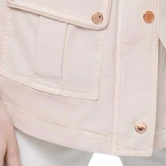 NWT White House Black Market Casual Denim Blush Pastel Color Belted Jacket - Picture 6 of 14